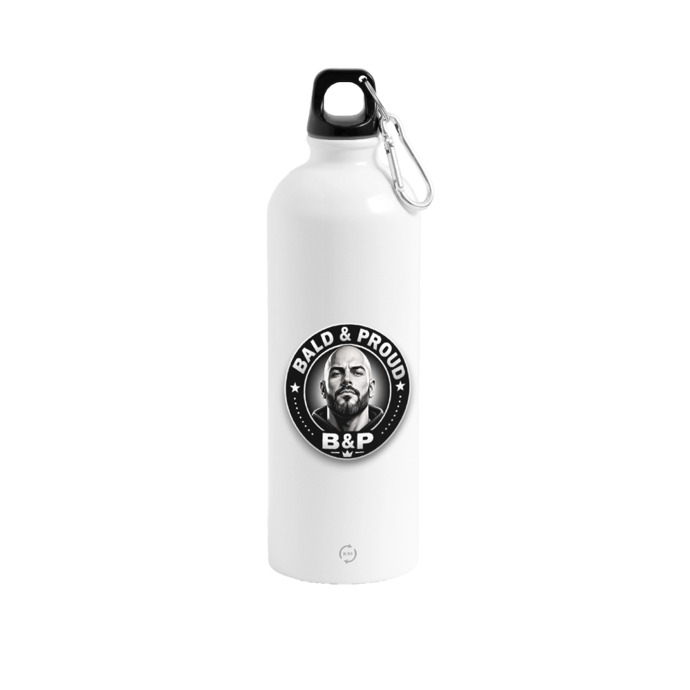 Gourde en inox avec mousqueton 750 ml - blanc