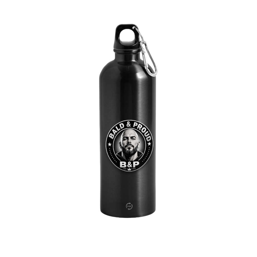 Gourde en inox avec mousqueton 750 ml - noir
