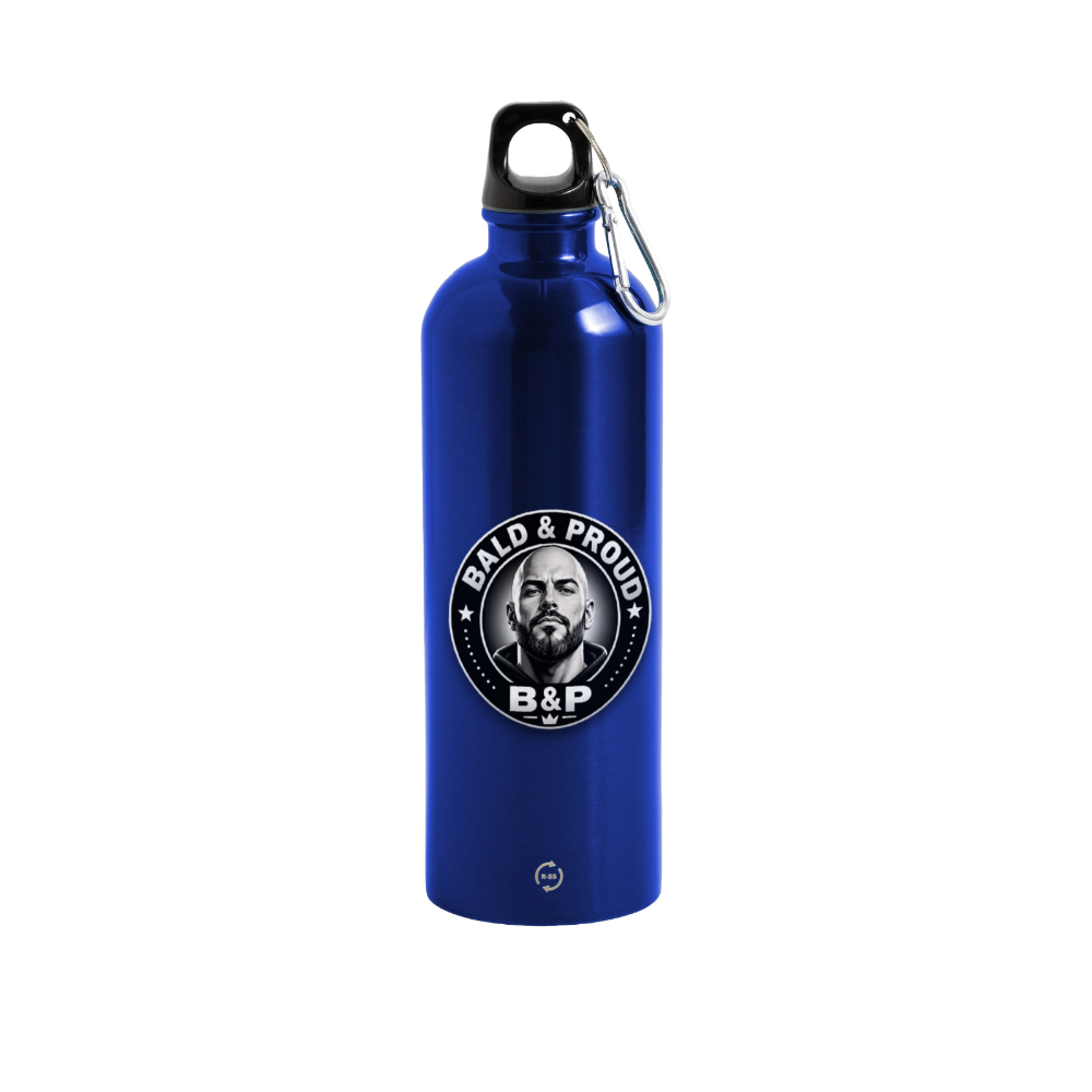 Gourde en inox avec mousqueton 750 ml - bleu roi